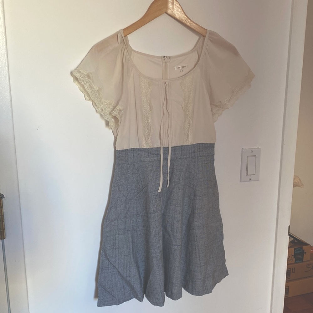Cute summer cream and blue dress